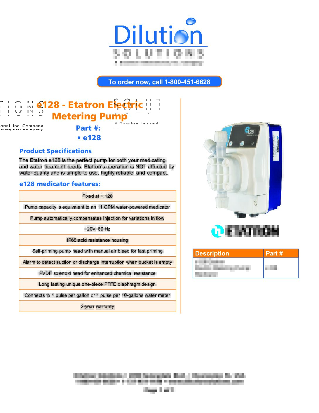 Etatron E128 specs